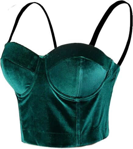 ELLACCI صدرية نسائية مخملية ناعمة من نوع بوستير بوش أب باللون الأخضر in Kuwait