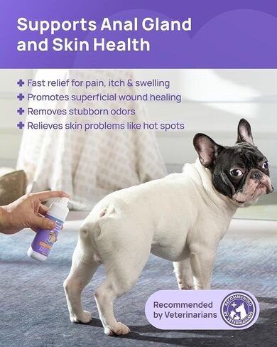 HICC PET رذاذ الغدة الشرجية 118 مل، علاج رذاذ البقع الساخنة للكلاب والقطط، رذاذ مضاد للحكة للكلاب، مهدئ لرائحة القضاء على الالتهاب، يوصى به الطبيب البيطري لدعم الغدة الشرجية in Kuwait