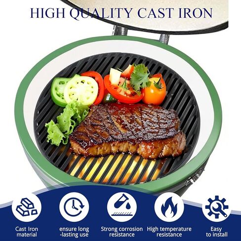 Shengyongh CC69991 (1-Pack) 18 Inch Cast Iron Cooking Grate for Kamado Joe KJ-HCICG Classic Joe KJ-23RHC Classic II KJ23NRHCI Classic III Stand-Alone Classic, Vision Grill VGKSS-CC2, B-11N1A1-Y2A in Saudi Arabia