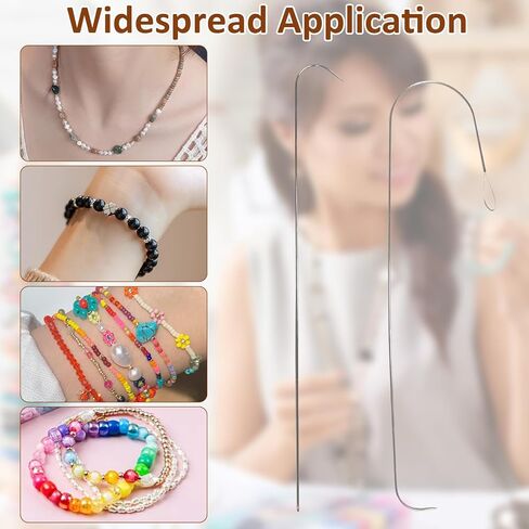 4 Pack Stainless Steel Beading Needles Set - Big Eye,Curved & Clip - Style,5.3-6.7 Inches,Ideal for Jewelry Making Like Bracelets & Necklaces in Saudi Arabia