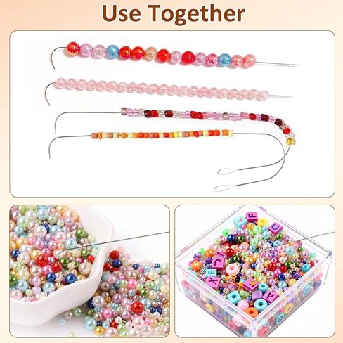 4 Pack Stainless Steel Beading Needles Set - Big Eye,Curved & Clip - Style,5.3-6.7 Inches,Ideal for Jewelry Making Like Bracelets & Necklaces in Saudi Arabia