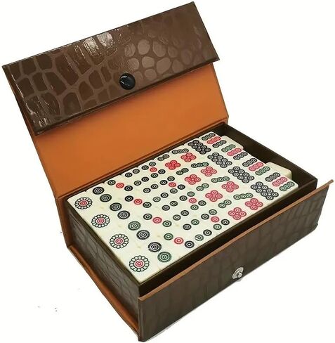 مجموعة ماجونج صغيرة للسفر مكونة من 144 قطعة - لعبة ترفيهية عائلية تقليدية محمولة، لعشاق الماجونج - هدية مثالية للهالوين والكريسماس in Kuwait