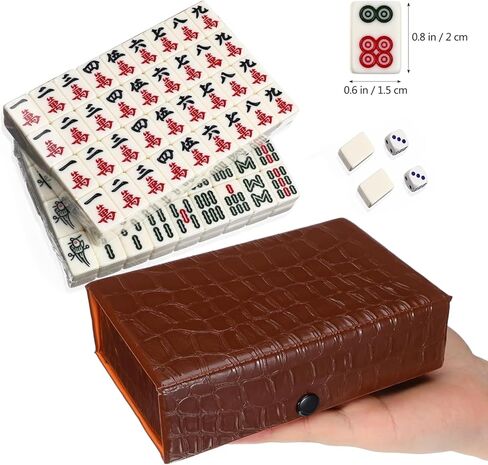 مجموعة ماجونج صغيرة للسفر مكونة من 144 قطعة - لعبة ترفيهية عائلية تقليدية محمولة، لعشاق الماجونج - هدية مثالية للهالوين والكريسماس in Kuwait