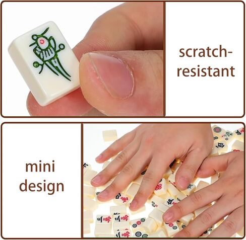 مجموعة ماجونج صغيرة للسفر مكونة من 144 قطعة - لعبة ترفيهية عائلية تقليدية محمولة، لعشاق الماجونج - هدية مثالية للهالوين والكريسماس in Kuwait