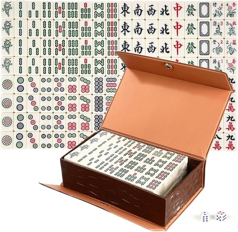 مجموعة ماجونج صغيرة للسفر مكونة من 144 قطعة - لعبة ترفيهية عائلية تقليدية محمولة، لعشاق الماجونج - هدية مثالية للهالوين والكريسماس in Kuwait