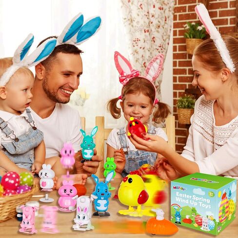 MGparty 12 حزمة عيد الفصح يختتم اللعب عيد الفصح حزب صالح الأرنب اللعب عيد الفصح سلة ستوفير بيناتا اللعب أكياس جودي هدايا عيد الفصح للأطفال in Kuwait