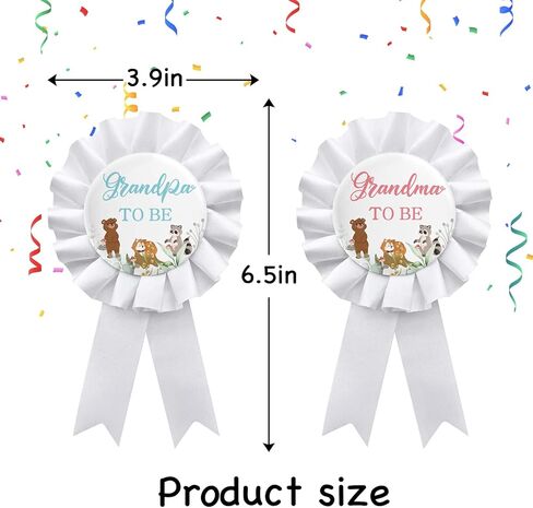 2Pcs Grandma & Grandpa to Be Pins, Baby Shower Button Tinplate Badge Pins, Celebration New Grandparents Party Decorations - White in Saudi Arabia