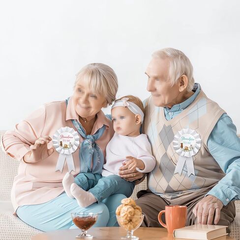 2Pcs Grandma & Grandpa to Be Pins, Baby Shower Button Tinplate Badge Pins, Celebration New Grandparents Party Decorations - White in Saudi Arabia