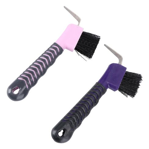 POPETPOP 2Pcs Grip Hoof Picks for Horse Grooming Durable Hoof Cleaning Tool Convenient Hoof Brush with Built Hook Essential Supplies for Horse Care Random Colors in Saudi Arabia