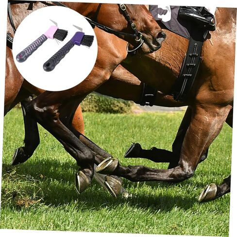 POPETPOP 2Pcs Grip Hoof Picks for Horse Grooming Durable Hoof Cleaning Tool Convenient Hoof Brush with Built Hook Essential Supplies for Horse Care Random Colors in Saudi Arabia