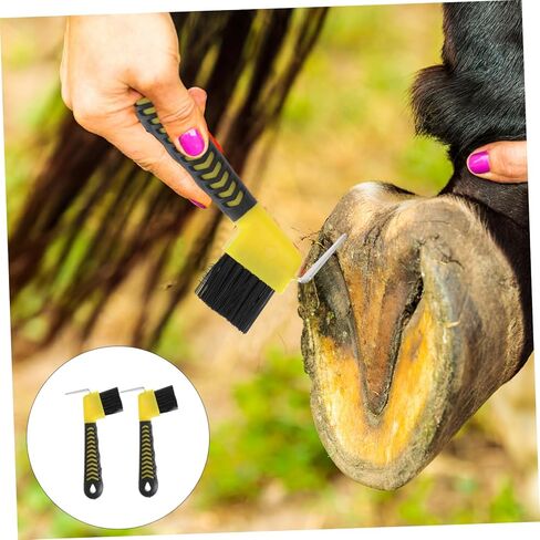 VANZACK 2pcs Horse Hoof Cleaning Brush Set Professional Hoof Pick with Plastic Handle Equestrian Tool for Grooming and Horseshoe Care Random Color in Saudi Arabia