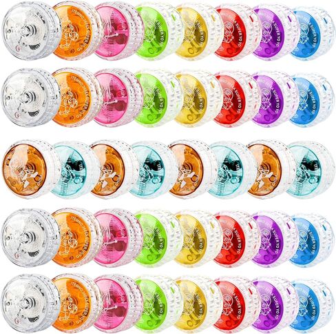 40 Pcs Colorful Light up Yo Yo Ball Bulk LED Responsive Ball Auto Return Bearing Balls Yoyo for Kids Beginner Birthday Classroom Bag Fillers Prizes Gifts, 10 Colors in Kuwait