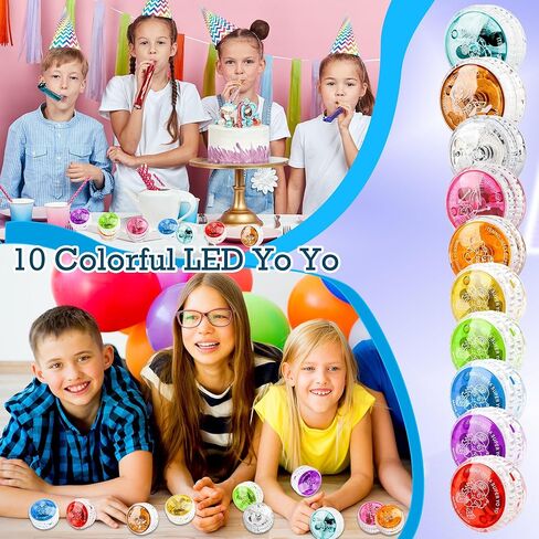 40 Pcs Colorful Light up Yo Yo Ball Bulk LED Responsive Ball Auto Return Bearing Balls Yoyo for Kids Beginner Birthday Classroom Bag Fillers Prizes Gifts, 10 Colors in Kuwait