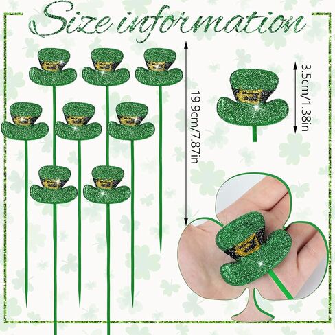 24 Pcs St. Patrick's Day Glitter Picks Shamrock Leprechaun Hat Picks St Patricks Day Stems Decorations 7.8 Inch for Table Centerpiece Vase Filler Arrangements in Saudi Arabia