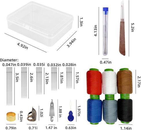 HaBuVoi Steel Needles for Hand Sewing,Big Eye Steel Needle Set,39 Pc Set -Transparent Box,25 Hand Sewing Needles,6 Colors Thread,3 Threading Needle,Suture Remover,Daily Repair & DIY Craft in Kuwait