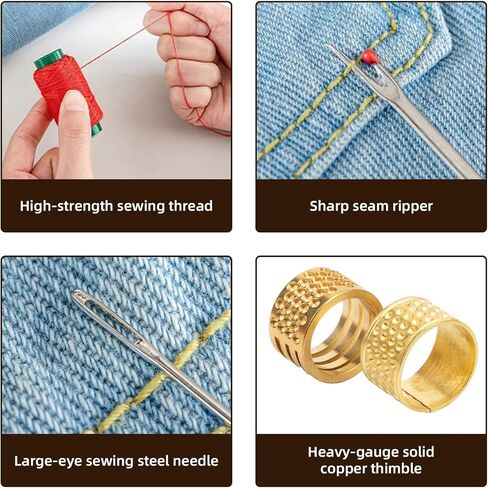 HaBuVoi Steel Needles for Hand Sewing,Big Eye Steel Needle Set,39 Pc Set -Transparent Box,25 Hand Sewing Needles,6 Colors Thread,3 Threading Needle,Suture Remover,Daily Repair & DIY Craft in Kuwait