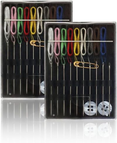 2 Boxes Easy Pre Threaded Needle Kit, Prethreaded Sewing Kits, Small Home Travel Sewing Box with Pin Button, Box Each Box with 10 Pieces in Saudi Arabia