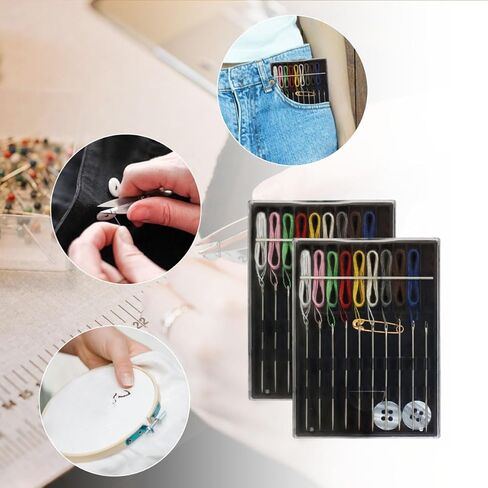 2 Boxes Easy Pre Threaded Needle Kit, Prethreaded Sewing Kits, Small Home Travel Sewing Box with Pin Button, Box Each Box with 10 Pieces in Saudi Arabia