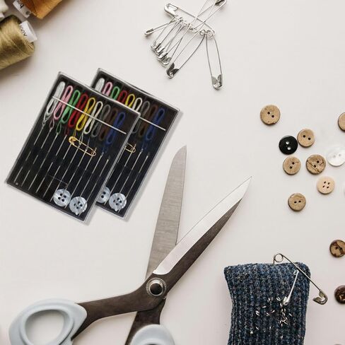 2 Boxes Easy Pre Threaded Needle Kit, Prethreaded Sewing Kits, Small Home Travel Sewing Box with Pin Button, Box Each Box with 10 Pieces in Saudi Arabia