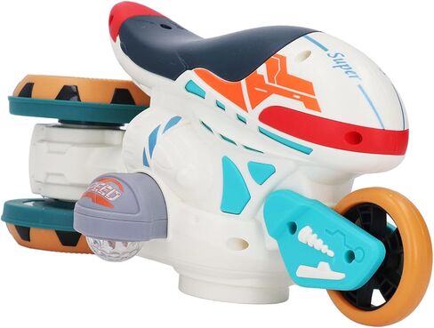 CHICIRIS Kids Rotating Motorcycle Toy, Transformer Remote Control Multifunctional Drifting Motorbike with Lights and Music for Indoor Outdoor Play, Safe in Kuwait