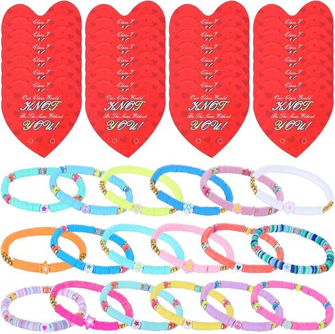 32 Sets Valentines Bracelets with Cards Student Valentines Favors from Teacher Our Class Would Knot Be the Same Without You Adjustable Stretch Beaded Friendship Bracelet Classroom Gifts in Saudi Arabia