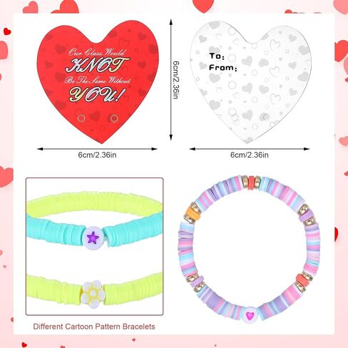 32 Sets Valentines Bracelets with Cards Student Valentines Favors from Teacher Our Class Would Knot Be the Same Without You Adjustable Stretch Beaded Friendship Bracelet Classroom Gifts in Saudi Arabia