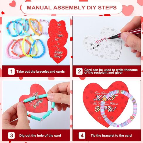 32 Sets Valentines Bracelets with Cards Student Valentines Favors from Teacher Our Class Would Knot Be the Same Without You Adjustable Stretch Beaded Friendship Bracelet Classroom Gifts in Saudi Arabia