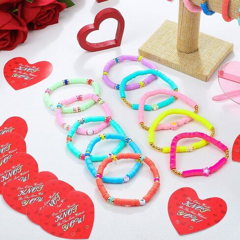 32 Sets Valentines Bracelets with Cards Student Valentines Favors from Teacher Our Class Would Knot Be the Same Without You Adjustable Stretch Beaded Friendship Bracelet Classroom Gifts in Saudi Arabia