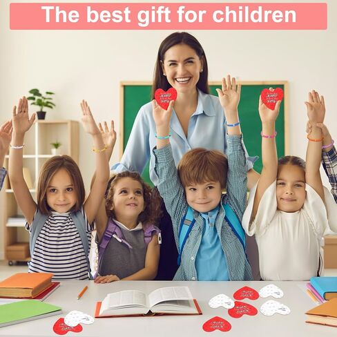 32 Sets Valentines Bracelets with Cards Student Valentines Favors from Teacher Our Class Would Knot Be the Same Without You Adjustable Stretch Beaded Friendship Bracelet Classroom Gifts in Saudi Arabia