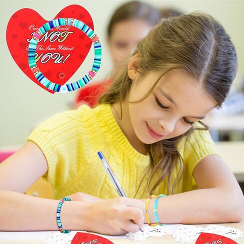 32 Sets Valentines Bracelets with Cards Student Valentines Favors from Teacher Our Class Would Knot Be the Same Without You Adjustable Stretch Beaded Friendship Bracelet Classroom Gifts in Saudi Arabia
