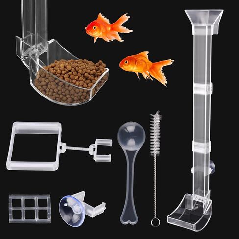 Shrimp Feeding Tube and Dish Set,Aquarium Fish Feeder Tube Kit,Clear Shrimp Feeder Fish Tank Feeding Supplies with Feeding Ring Cleaning Brush for Fish Tank Aquarium Feeding Dish in Saudi Arabia