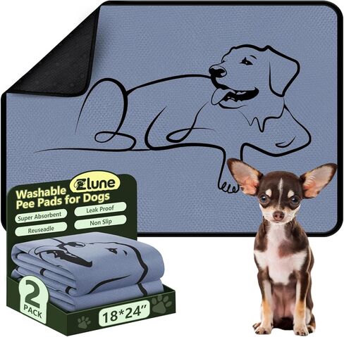 2 Pack Washable Pee Pads for Dogs 18"x24", Reusable Training Puppypads Absorbency Non-Slip & Leak-Proof for Pet Whelping Box Playpen Crate Sofa Bed Floors (Gray) in Kuwait
