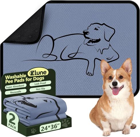 2 Pack Washable Pee Pads for Dogs 18"x24", Reusable Training Puppypads Absorbency Non-Slip & Leak-Proof for Pet Whelping Box Playpen Crate Sofa Bed Floors (Gray) in Kuwait