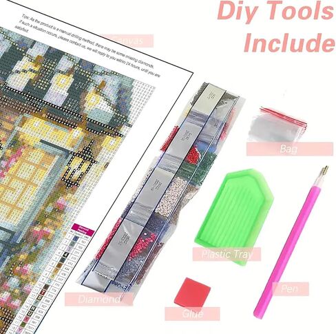KYOQFVN Easter House Diamond Painting Kits for Adults - Full Drill Round Diamond Dots, DIY Diamond Art Kits for Beginners, Gem Art Painting Kit for Home Wall Decor 14×14 Inch in Kuwait