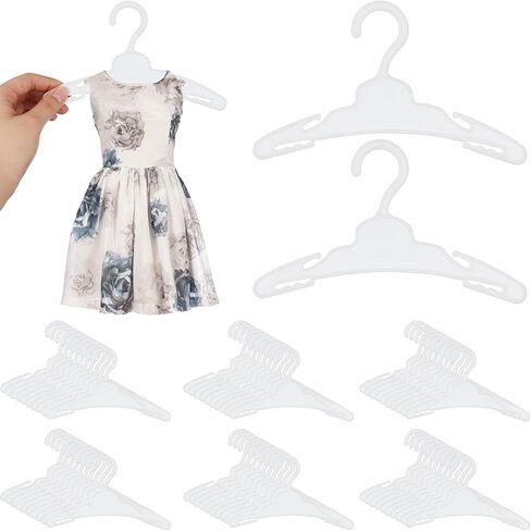 60 Pcs Doll Clothes Hangers for 18 inch Dolls,White Sturdy Non-Bend Non-Slip Clips Clothes Hanger Space-Saving Wardrobe Hanger for Girl Dolls Gown Dress Outfit Dollhouse Furniture Accessories in Saudi Arabia