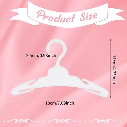 60 Pcs Doll Clothes Hangers for 18 inch Dolls,White Sturdy Non-Bend Non-Slip Clips Clothes Hanger Space-Saving Wardrobe Hanger for Girl Dolls Gown Dress Outfit Dollhouse Furniture Accessories in Saudi Arabia