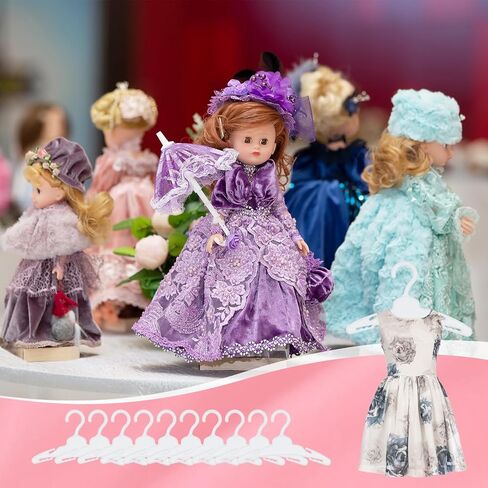 60 Pcs Doll Clothes Hangers for 18 inch Dolls,White Sturdy Non-Bend Non-Slip Clips Clothes Hanger Space-Saving Wardrobe Hanger for Girl Dolls Gown Dress Outfit Dollhouse Furniture Accessories in Saudi Arabia