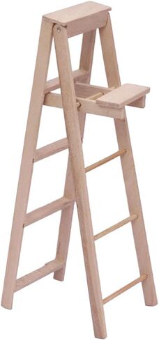 Gatuida Miniature Wooden Ladder Model, Dollhouse Mini Step Ladder Ornament, 1/12 Scale Wood Furniture Table Top Decor, Decorative Micro Landscape DIY Photo Props in Saudi Arabia