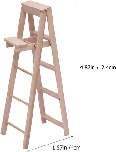 Gatuida Miniature Wooden Ladder Model, Dollhouse Mini Step Ladder Ornament, 1/12 Scale Wood Furniture Table Top Decor, Decorative Micro Landscape DIY Photo Props in Saudi Arabia