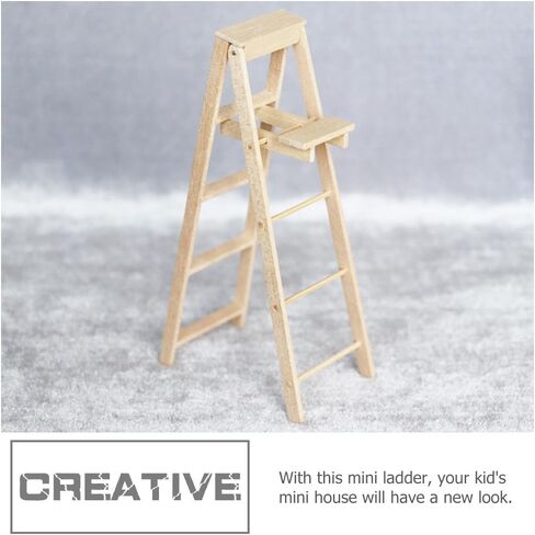 Gatuida Miniature Wooden Ladder Model, Dollhouse Mini Step Ladder Ornament, 1/12 Scale Wood Furniture Table Top Decor, Decorative Micro Landscape DIY Photo Props in Saudi Arabia