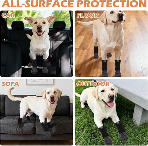 EXPAWLORER Anti Slip Dog Socks to Prevent Licking Paws, Winter Snow Dog Boots & Paw Protectors Booties for Hardwood Floors with Heart Grippers, Dog Shoes for Small Medium Large Senior Dogs Black M in Saudi Arabia