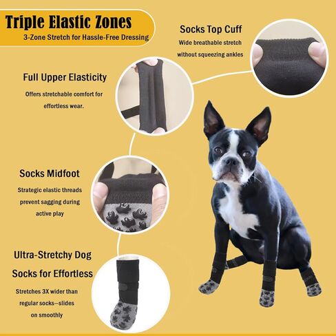 ‌VALFRID Non-Slip Dog Socks with Double Sides Grips, and Durable Dogs Grip Socks,Hardwood Floors Anti-Slip,Dog Booties for Small Medium Large Dogs M in Saudi Arabia