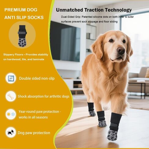 ‌VALFRID Non-Slip Dog Socks with Double Sides Grips, and Durable Dogs Grip Socks,Hardwood Floors Anti-Slip,Dog Booties for Small Medium Large Dogs M in Saudi Arabia