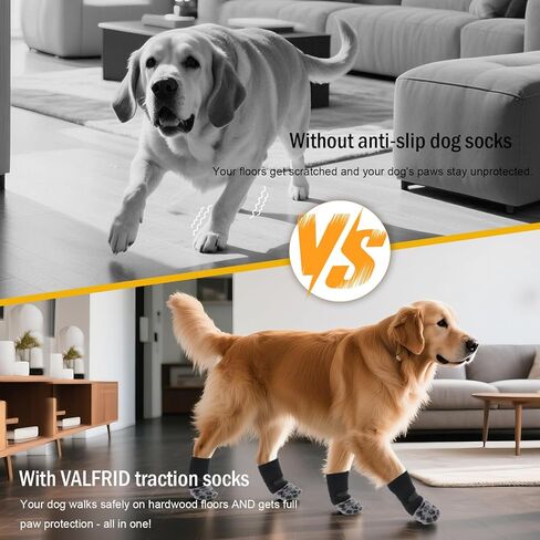 ‌VALFRID Non-Slip Dog Socks with Double Sides Grips, and Durable Dogs Grip Socks,Hardwood Floors Anti-Slip,Dog Booties for Small Medium Large Dogs M in Saudi Arabia