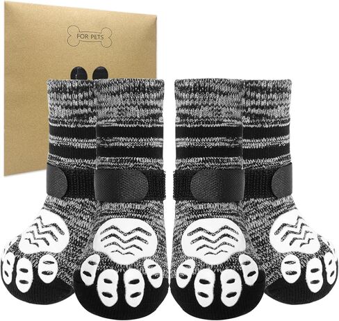 PUPTECK Anti-Slip Dog Socks with Double Sides Grips Booties, Traction on Hardwood Floors to Prevent Licking Paws, Dog Shoes for Cold Hot Pavement, for Medium Large Senior Dogs, Navy Blue M in Saudi Arabia