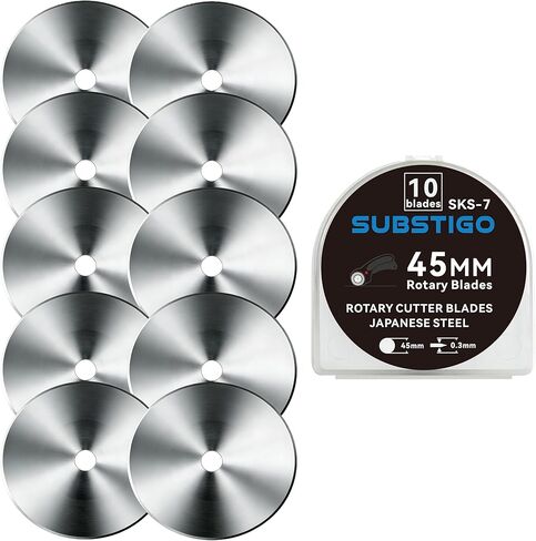 10 عبوات من شفرات القطع الدوارة مقاس 45 مم - لاستبدال شفرات Fiskars، متوافقة مع قواطع Fiskars الدوارة، شفرة قاطعة دوارة حادة لخياطة اللحف/الخياطة/الحرف الفنية (SKS-7 رمادي) in Kuwait
