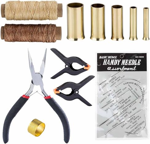 مجموعة أدوات صنع سلة إبرة الصنوبر فيبرينث، لوازم نسج السلال من الروطان مع أداة اللف، خيط مشمع، حلقة إبرة وكشتبان، كماشة أنف طويلة in Kuwait