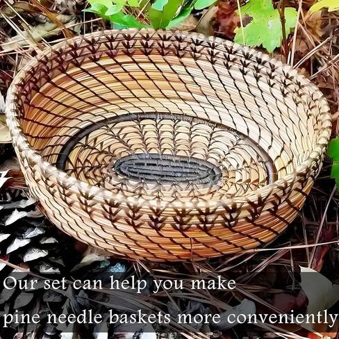 مجموعة أدوات صنع سلة إبرة الصنوبر فيبرينث، لوازم نسج السلال من الروطان مع أداة اللف، خيط مشمع، حلقة إبرة وكشتبان، كماشة أنف طويلة in Kuwait