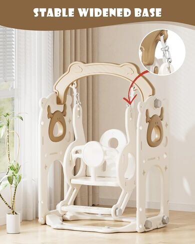 XJD 12-in-1 Toddler Slide and Swing Set, Kids Slide for Toddlers Age 1+, Toddler Outdoor Playset New Upgrade with Golf Set, Basketball Hoop, Drawing Board for Playground (Brown) in Saudi Arabia