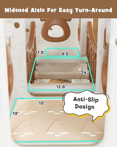 XJD 12-in-1 Toddler Slide and Swing Set, Kids Slide for Toddlers Age 1+, Toddler Outdoor Playset New Upgrade with Golf Set, Basketball Hoop, Drawing Board for Playground (Brown) in Saudi Arabia